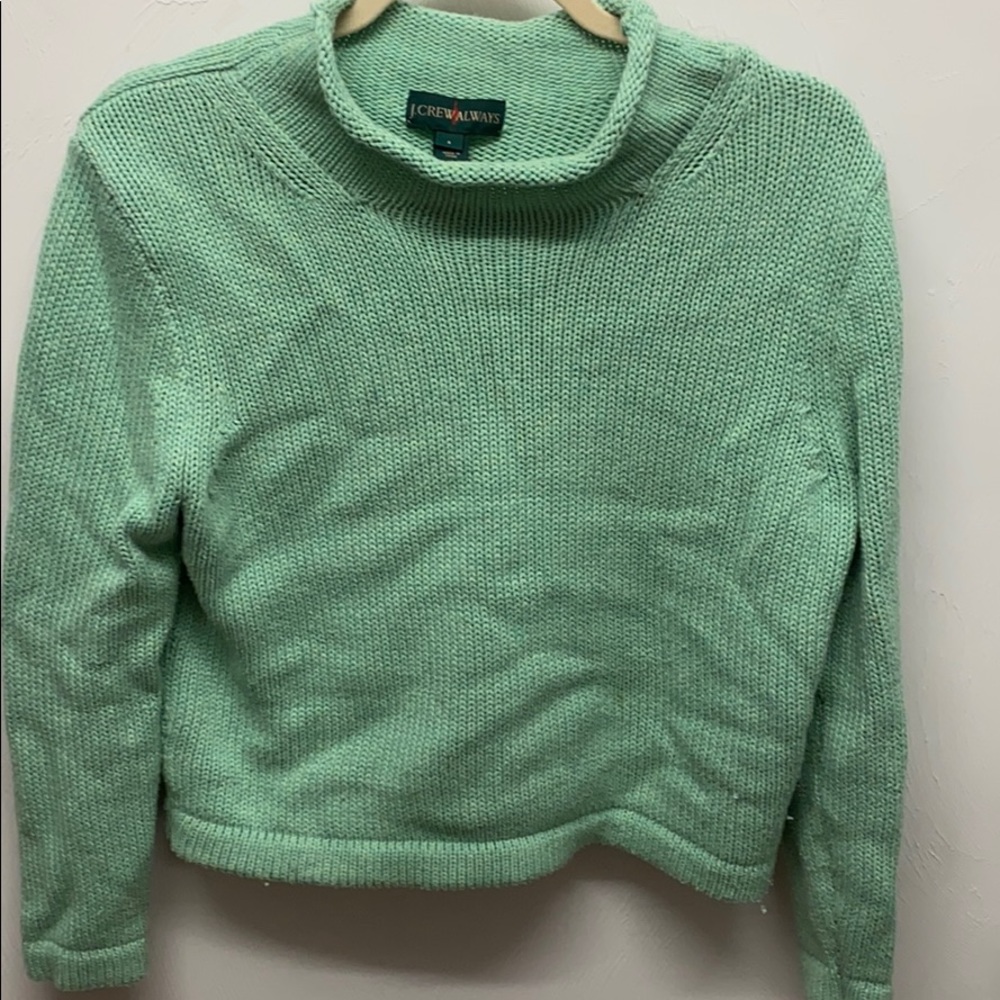 J. Crew Green Mock-Neck Sweater